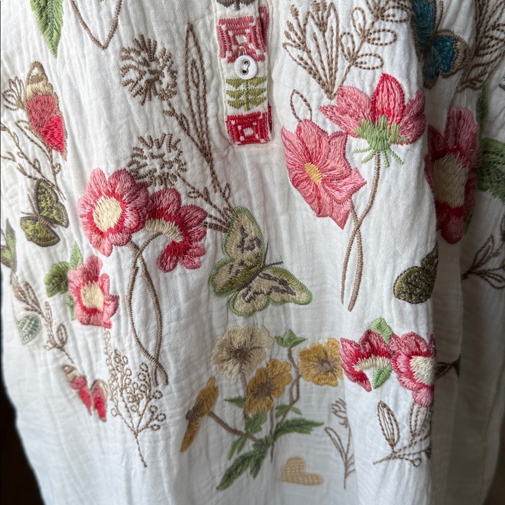 BIYA Johnny Was Annalise Embroidered Gauzy Dress - Picture 7 of 16
